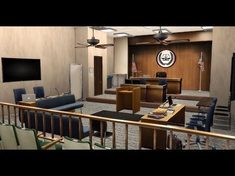 LLS COURTHOUSE LOT: FULLY DECORATED Sims 4 Courthouse, Sims 4 Lawyer Office, Sims 4 Law Firm, Courthouse Interior, Sims Interior, Lotes The Sims 4, Supreme Court Building, Bloxburg Hacks, The Sims 4 Packs