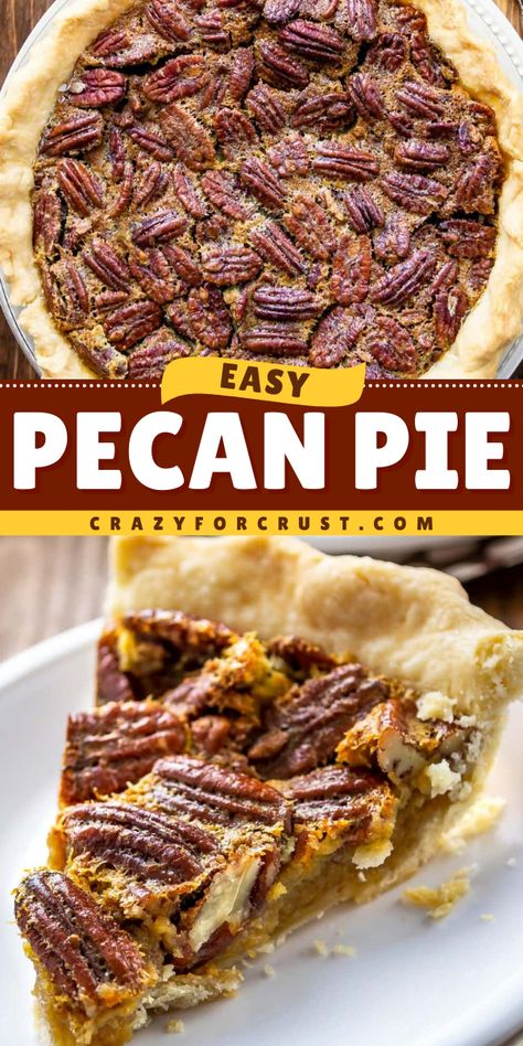 Don't miss out on this Easy Pecan Pie! This Thanksgiving dessert idea is a classic. From the thick, buttery crust to the decadent filling, this is one of the best pie recipes! Put this on your sweet treats to make for Thanksgiving! Thanksgiving Recipes Pie, Fall Pies Recipes Easy, Easy Pecan Pie Recipe Simple, Thanksgiving Pies Recipes, Pecan Pie Crust Recipe, Classic Pecan Pie Recipe, Easy Pecan Pie Recipe, Sweet Treats To Make, Easy Pie Recipe