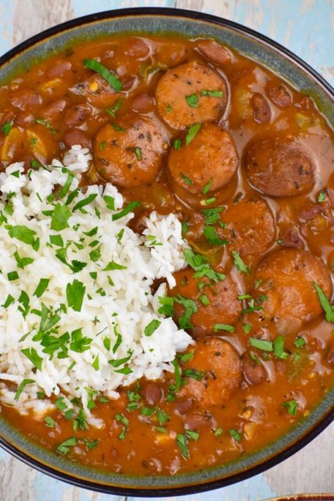 Red Beans and Rice - GypsyPlate Beans Rice And Sausage, Andouille Sausage Recipes, Red Beans Rice, Red Beans N Rice Recipe, Beans And Sausage, Best Sausage, Cajun Creole Recipes, Red Beans And Rice, Cajun Cooking