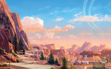 Driving to radiator Springs Radiator Springs Wallpaper Iphone, Cars Movie Background, Radiator Springs Wallpaper, Radiator Springs Aesthetic, Lightning Mcqueen Wallpaper Laptop, Cars Radiator Springs, Route 66 Wallpaper, Cars Movie Wallpaper Laptop, Disney Cars Radiator Springs Wallpaper