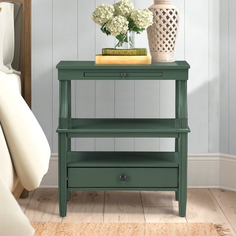 Newport Storage Nightstand by Greyson Living - Bed Bath & Beyond - 26420760 Modern Antebellum, Green Nightstand, Blue Nightstands, Storage Nightstand, Green Storage, Drink Tray, Contemporary Nightstand, Style Nightstand, Farmhouse Coastal