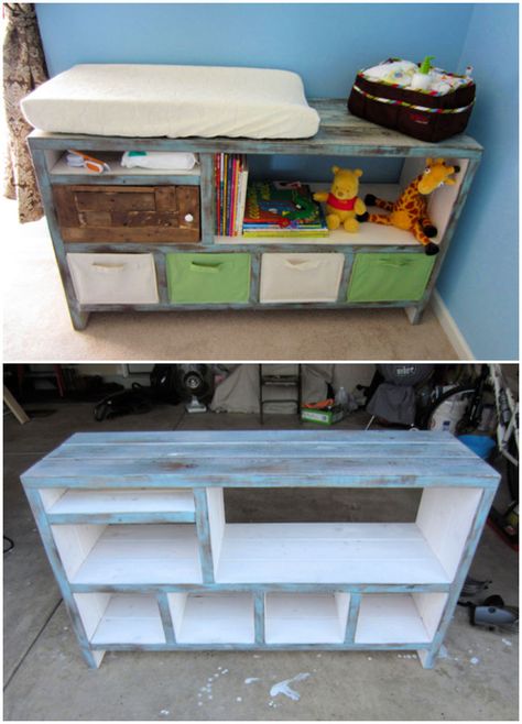 25 Free DIY Changing Table Plans Anyone Can Build Homemade Changing Table, Diy Baby Changing Table, Nursery Changing Station, Diy Changing Table, Nursery Changing Table, Diaper Changing Table, Changing Tables, Changing Table Dresser, Baby Changing Table