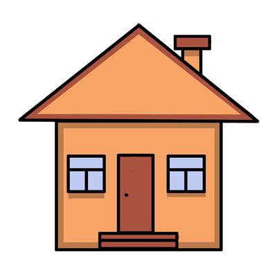 Small House Drawing, Sketch House, Simple House Drawing, House Drawing For Kids, Drawing Kids, House Cartoon, House Colouring Pages, House Simple, Draw Easy