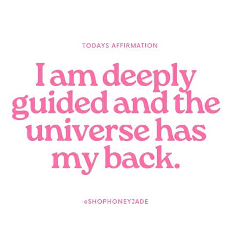 I am deeply guided and the universe has my back 🩷🪐 #shophoneyjade #honeyjade #dailyaffirmations Universe Has My Back, 2025 Manifestation, Angel Princess, Manifestation Board, My Universe, Daily Affirmations, The Universe, Affirmations, Universe