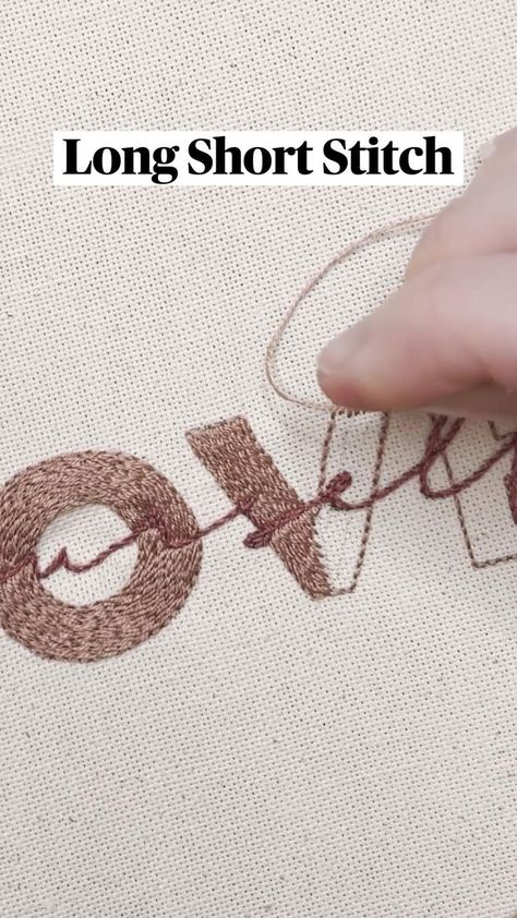 Long Short Stitch Embroidery, Long Short Stitch, Embroidery Stitches Beginner, Basic Hand Embroidery Stitches, Basic Embroidery, Embroidery Lessons, Diy Embroidery Designs, Hand Embroidery Videos, Diy Embroidery Patterns