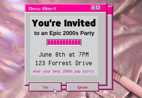 Iconic 2000s Themed Party Ideas 2002 Theme Party, 2000s Theme Invitations, 2k Themed Party, 2005 Themed Party, 2000 Bday Theme, 2000 Birthday Invitations, 2000 Theme Invitation, 2000 Party Theme Early 2000s Invitation, Celebrity Birthday Party Theme