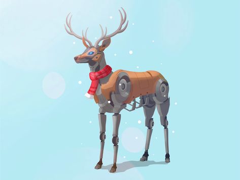 Christmas Robot, Reindeer Illustration, Deer Logo, Snow Time, Logo Animal, Illustration Christmas, Christmas Parade, Robot Art, Christmas Reindeer