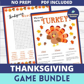 Looking for some fun Thanksgiving games and activities for teachers, staff, and students? The Thanksgiving Game Bundle can be used for all ages and is a great way to celebrate the season! This product includes:Left and Right GameLeft and Right Directions2 Versions of Quick Think GameQuick Think Gam...