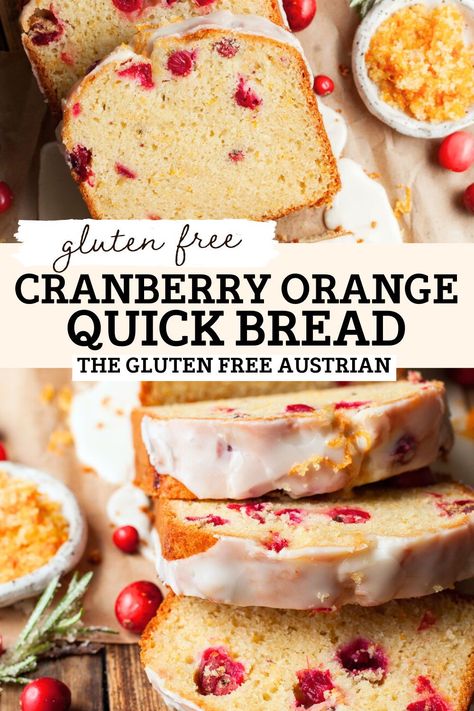 Start your day with this moist, flavorful cranberry orange bread! Bursting with tart cranberries and fresh orange zest, this easy gluten-free loaf is perfect for breakfast, brunch, or a cozy treat. Sweet citrus and tangy cranberry create a delightful balance in every slice, making it ideal for holiday baking or a seasonal snack. This crowd-pleasing bread is sure to brighten any occasion! Gluten Free Cranberry Bread Recipes, Gluten Free Orange Bread, Gluten Free Orange Cranberry Bread, Gluten Free Dairy Free Brunch Recipes, Gluten Free Orange Cranberry Muffins, Gluten Free Cranberry Orange Muffins, Gluten Free Cranberry Orange Bread, Gluten Free Cranberry Bread, Gluten Free Christmas Breakfast