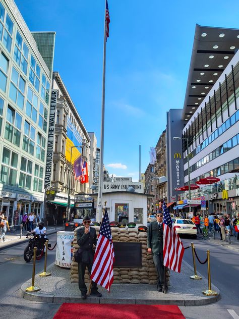 Checkpoint Charlie.  checkpoint between East and West Berlin after WW2. Berlin, Germany. 2019 Berlin Checkpoint Charlie, Checkpoint Charlie Berlin, Checkpoint Charlie, West Berlin, Berlin Germany, Germany Travel, Berlin, Street View, Germany