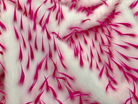 Fuchsia spikes on a white multi color Faux fun fur-60 wide-apparel-fashion-decorations-jackets-upholstery-sold by the yard. Fur Aesthetic, Winter Barbie, Cat Logos, Faux Fur Fashion, Fur Texture, Fuzzy Blanket, Animal Fur, Textiles Techniques, Fur Fabric