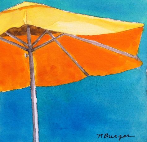 Z Painting Umbrella, Beach Umbrella Watercolor, Beach Umbrella Art, Sandbridge Beach, Umbrella Painting, Beach Art Painting, Umbrella Art, Beach Watercolor, Watercolor Paintings Easy