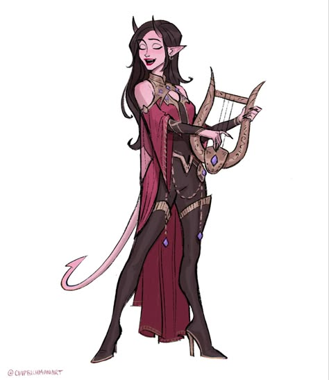 Tiefling Female, Dnd Tiefling, Dnd Bard, Tiefling Bard, Place To Draw, Npc Art, Dnd Oc, Pathfinder Character, Cool Character Art