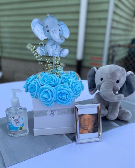 Boy Baby Shower Centerpieces Diy, Baby Shower Elephant Theme Boy, Baby Shower Elephant Theme, Elephant Baby Shower Theme Boy, Boy Baby Shower Centerpieces, Diy Centerpiece, Elephant Baby Shower Theme, Centerpieces Diy, Boy Diy