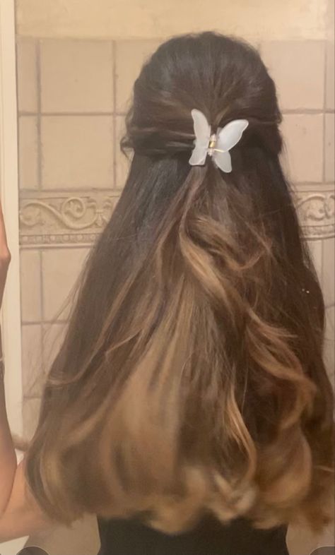 Cute Hairstyles Ideas, Fashion Show Outfit, Butterfly Hairstyle, Long Hairstyle Ideas, 6th Form, Long Silky Hair, Butterfly Style, Bow Hairstyle, Long Hairstyle