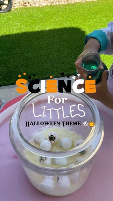 Cynthia on Instagram: "Day 2 of Halloween Science Experiments 👻🎃 

This was sooo much fun, the eyeballs coming out added the perfect spooky fun 🤭 

You need: 
- egg whites 
- baking soda
- vinegar 
- food coloring 
- eyeballs from @dollartree 

Comment below if you’re excited for the rest of our Spooky Experiments, this one might be one of my fav 🫣 

#scienceforlittles #scienceexperiments #scienceexperimentsforkids #scienceathome #scienceexperiment #scienceiscool #stemforkids" Spooky Science Lab, Steam Projects For Kids, Dry Ice Halloween, October Science, Halloween Experiments, Halloween Science Activities, Cool Chemistry Experiments, Pumpkin Lessons, Spooky Science