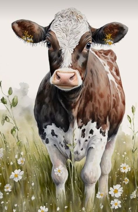 Decoupage Paper Printable, Farm Animal Painting, Animal Illustration Art, Rice Paper Decoupage, Cow Pictures, Free Printable Art, Printable Pictures, Cow Calf, Cow Painting