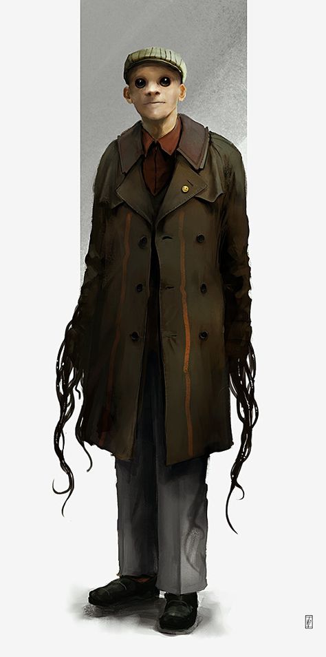 T3A_CONCEPT_10, by Markus Lovadina Lovecraft Character Design, Dnd Cthulhu Warlock, Detective Character Design, Halloween Character Design, Frankenstein Dnd Character, Eldritch Monster Concept Art, Call Of Cthulhu Character Design, Call Of Cthulhu Character Art, Mage The Ascension