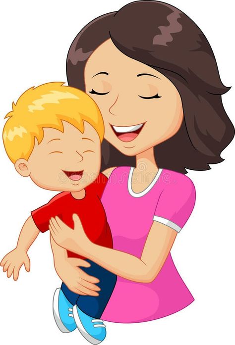 Hug Cartoon, Mother Images, Boy Illustration, Mommy And Son, Family Cartoon, Kids Clipart, Drawing For Kids, Cartoon Drawings, Happy Mothers