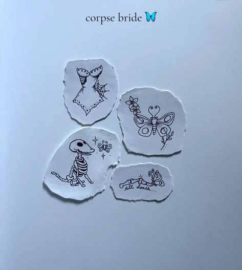 Tim Burton Quote Tattoo, Dainty Tim Burton Tattoo, Corpse Bride Matching Tattoos, Tattoos Corpse Bride, Butterfly From Corpse Bride Tattoo, Minimalist Tim Burton Tattoo, Bride With Back Tattoo, Corpse Bride Dog Tattoo, Tim Burton Fine Line Tattoo