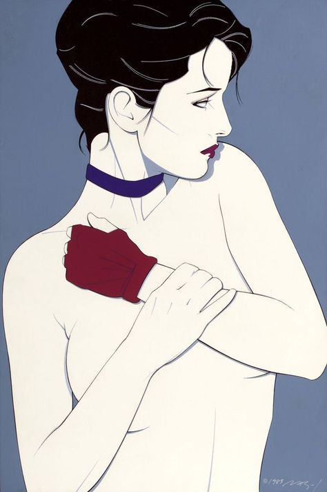 Covering Up by Patrick Nagel, 1983 Patrick Nagel Art, Nagel Art, Patrick Nagel, Grey Hat, Goth Art, Girl Posters, Pin Up Art, Black Hat, The 80's