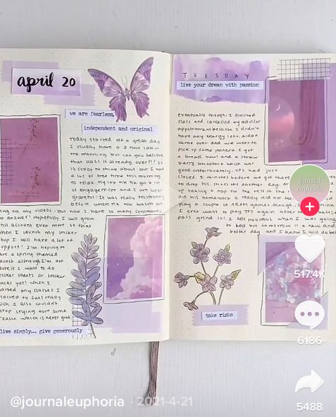 Journaling Ideas With Pictures, Purple Aesthetic Journal Page, Pastel Journal Ideas, Purple Notes Aesthetic, Design For Scrapbook Ideas, Purple Journal Aesthetic, Purple Scrapbook Ideas, Scrap Booking Ideas Layouts Aesthetic, Purple Aesthetic Journal