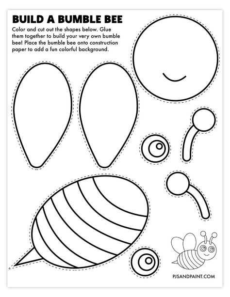 build a bumble bee One Page Craft, Bumble Bee Craft, Bee Crafts For Kids, Elf Crafts, Bee Activities, Bumble Bee Art, Airplane Crafts, Bee Printables, Free Printable Crafts