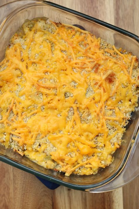 5 Guys Casserole--leftover french fries casserole. It's like cheesy potato casserole but it's made with fries instead. Frozen French Fries Casserole, French Fries Casserole, Fries Casserole, French Fry Casserole, 5 Guys, Cheesy Potato Casserole, Potato Sticks, Frozen French Fries, Cheesy Potato