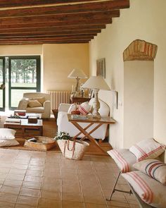 Catalan House, Countryside Interior, Renovated Farmhouse, Spanish Courtyard, Restored Farmhouse, Spanish Decor, Farmhouse Remodel, Spanish Style Homes, Orange House