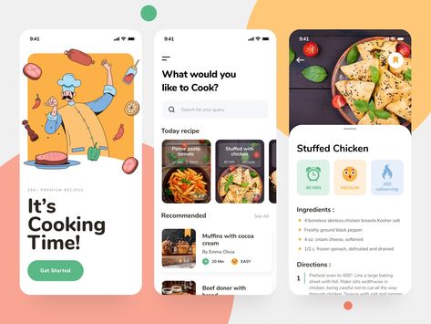 Chef Images, Restaurant App, Recipe App, Cooking App, App Design Inspiration, Cooking Recipe, App Ui Design, Web App Design, Mobile App Design