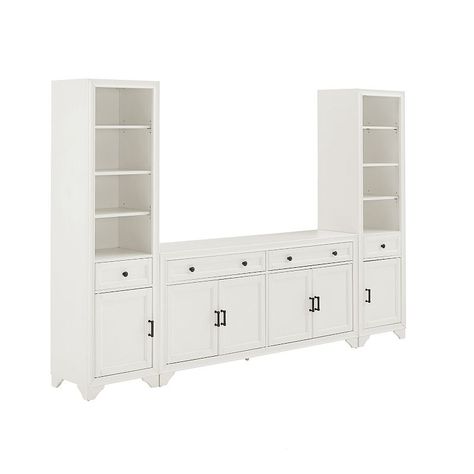 Bookcases In Living Room With Tv, Large Cabinets, Ikea Desk Hack, White Entertainment Center, Sideboard Grey, Furniture Bookshelves, White Sideboard, Modern Farmhouse Design, Large Cabinet