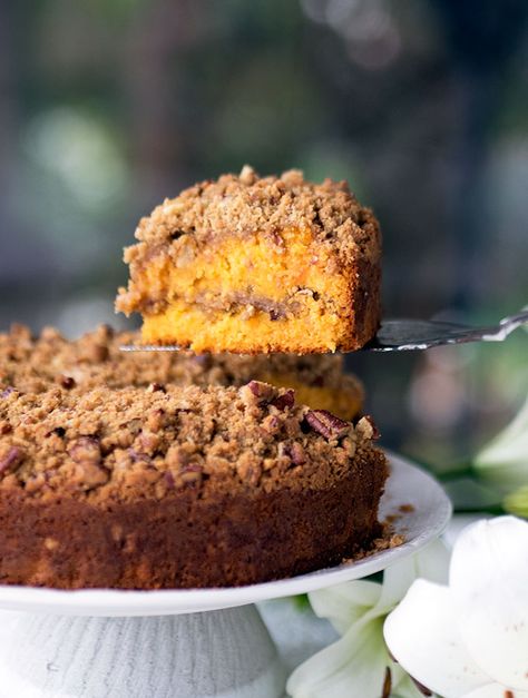 Papaya Pecan Streusel Cake Recipe – A delicious alternative flavour to your normal run of the mill streusel cake. Rich and moist, with a crunchy topping. Plus a gorgeous orange hue from Australian red papayas. You can use pawpaw if you have those on hand as well. Papaya Recipes Healthy, Papaya Recipes Dessert, Papaya Dessert, Pecan Streusel Topping, Dessert Biscuits, Papaya Recipes, Streusel Cake, Coconut Muffins, Papaya Fruit