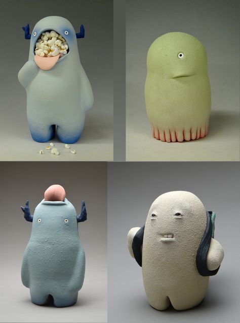 Clay Characters Character Design, Ceramic Characters Sculpture, Clay Character Sculpture, Pottery Characters, Ceramic Toys, Ceramic Characters, Ceramic Monsters, Clay Characters, 3d Karakter