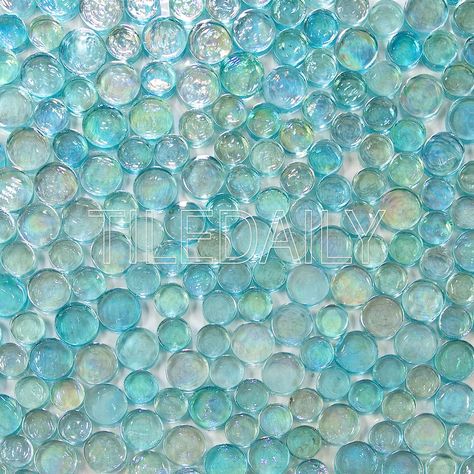 Iridescent Random Circles Mosaic Tile Glass Tile Shower, Aqua Tiles, Iridescent Mosaic, Penny Round Tiles, Mosaic Bathroom, Round Tiles, Bath Tiles, Shower Tile Designs, Turquoise Glass