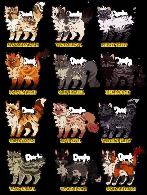 Warrior Cat Oc Adoptables, Warrior Cats Wcue Oc, Warriors Cats Ocs, Cat Adopts Art, Warrior Cat Oc Inspiration, Mancoon Cat Drawing, Cat Ocs Art, Cat Adoptables Art, Warrior Cats Design Ideas