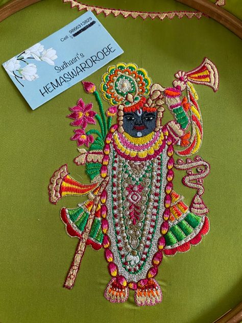 Shreenathji Blouse Design, Pichwai Designs, Saree Painting Designs, Hand Work Design, Hand Beaded Embroidery, Tambour Embroidery, Simple Embroidery Designs, Diy Embroidery Designs, Embroidery Stitches Tutorial