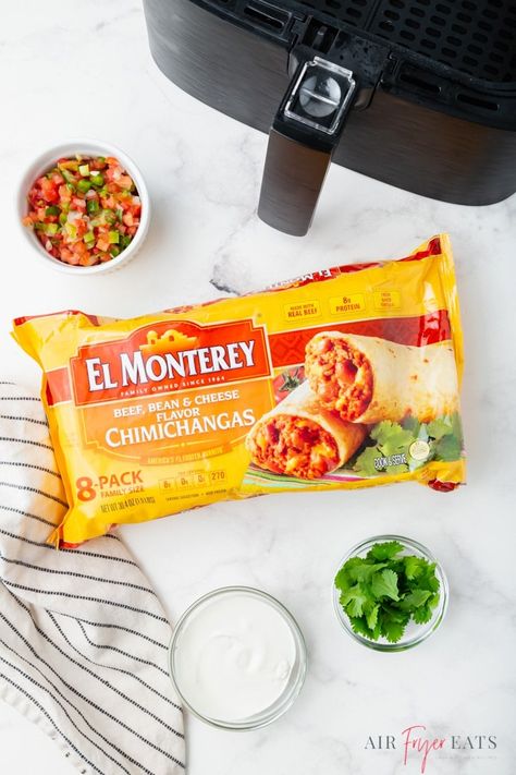 Use your favorite countertop appliance to make an Air Fryer Chimichanga that is hot, crispy, and ready so much quicker than in the oven! Frozen Chimichanga, Air Fry Chimichangas, Air Fried Chimichangas, Air Fryer Chimichangas, Chimichanga Air Fryer Recipe, Beef And Cheese Chimichangas Air Fryer, Cheesecake Chimichangas Air Fryer, Chicken Chimichanga, Monterey Chicken