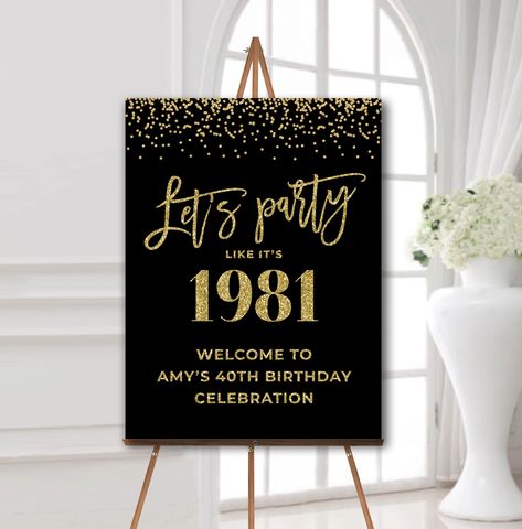 40th Birthday Welcome Board, Party Easel Sign, Welcome Sign Birthday, Moms 60th, 40th Birthday Party Decorations, Party Entrance, Birthday Welcome Sign, 40th Birthday Party, Photo Board