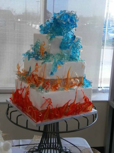 Fire And Ice Cake, Fire And Ice Wedding, Ice Wedding, Fire Cake, Ice Party, Game Of Thrones Party, Cake Pulls, Anime Cake, Cake Decorating Icing