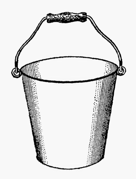 Antique Images: bucket-- this would be great to put on a page with your bucket list Bucket Drawing Simple, List Illustration, Bucket Drawing, Water Pail, Printable Clip Art, Water Tattoo, Water Drawing, Victorian Scrap, Object Drawing