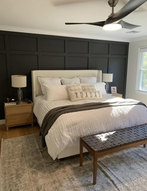 Magnolia Duke Gray, Dream Master Bedrooms, Charcoal Grey Bedrooms, Master Bedrooms Ideas, Navy Blue Bedrooms, Grey Bed, Dream Master, Bedrooms Ideas, Bedrooms Decor