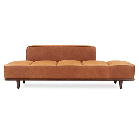 In a modern nod toward royal lounges of antiquity, the Jasper Daybed lends itself just as well to all-day lingering with a good book as it does to serving as a bed for impromptu guests. Poly And Bark, Leather Daybed, Leather Sleeper Sofa, Genuine Leather Sofa, Poly & Bark, Sofa Pillows Arrangement, Leather Sofa Bed, Armless Sofa, Leather Bed