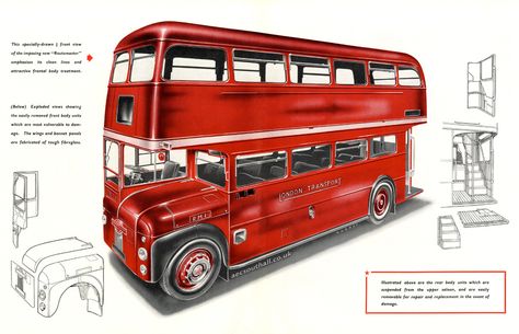 Routemaster RM1 (1954)  The first prototype Routemaster as presented to the motoring press in September 1954. The frontal arrangment was changed in production, as were the blind boxes. Otherwise RM1 and the three other prototypes spawned a fleet of over 2,700 vehicles and was the zenith of the front engine/rear open platform design. (by aecsouthall) Bus Tattoo, Double Deck Bus, Livery Bus, Welcome To London, London Buses, Creative Life Hacks, Victoria Station, Bus House, Decker Bus