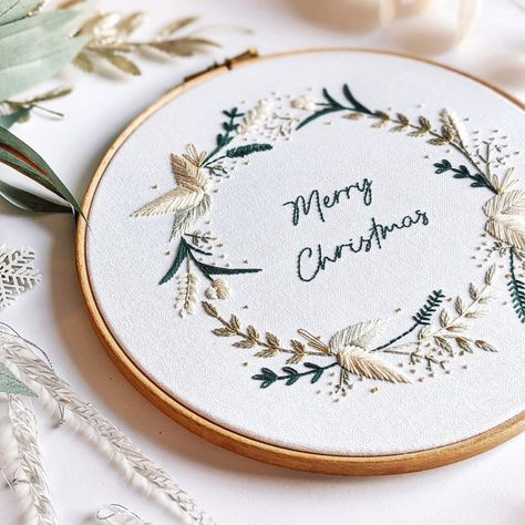 Christmas Wreath Embroidery, Diy Christmas Wall, Christmas Colour Schemes, Wreath Embroidery, Christmas Typography, Christmas Embroidery Patterns, Botanical Elements, Digital Embroidery Patterns, Quote Diy