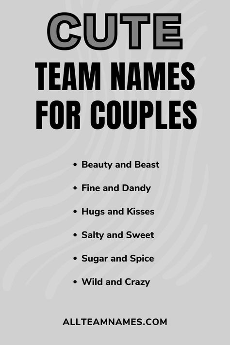 cute team names for couples list Couples Names Ideas, Endearment Names For Couples List, Cute Matching Names Couple, Cute Life 360 Circle Names For Couples, Couple Names Ideas For Game, Instagram Couple Name Ideas, Couple Nicknames Ideas, Duo Name Ideas, Endearment Names For Couples