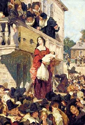 Hester Prynne and Pearl on the scaffold. The Scarlett Letter Hester Prynne, Letter Coloring Pages, Ap Lang, Story Tale, Scarlet Letter, The Scarlet Letter, Nathaniel Hawthorne, Book Letters, Journal Aesthetic