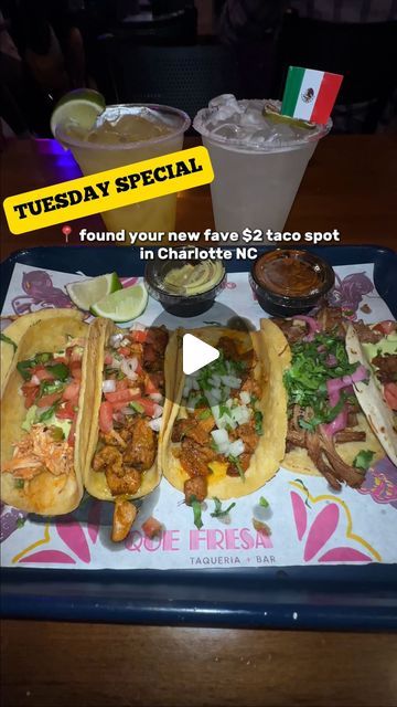 Michael Nwokocha | Charlotte Food | Fun Things To Do on Instagram: "🚨 Best $2 Street Tacos in Charlotte, NC 🚨

📌 | SAVE this post + SHARE with a friend who loves tacos!

🌮Taco Tuesday is unbeatable at @eatquefresa, where you get HALF-OFF on street tacos—about $2 each! And These aren’t your basic tacos; choose from:

🌮 Coca Cola Pulled Pork Tacos
🌮 Al Pastor Tacos
🌮 Chicken Tinga Tacos
🌮 Pollo Asado Tacos
🌮 Barbacoa Tacos
…and more!

🔥Don’t miss out on their delicious Corn Ribs too. I really enjoyed those as well (not shown in video)

🔥Having tried tacos all around Charlotte, North Carolina, I can confidently say @eatquefresa serves some of the best tacos in the city. I’ve been coming here every week for Taco Tuesday—it’s that good!

❗️Check them out today!

🚨 FOLLOW me for more Tacos Barbacoa, Chicken Tinga Tacos, Al Pastor Tacos, Barbacoa Tacos, Tinga Tacos, Pastor Tacos, Corn Ribs, Tacos Chicken, Chicken Tinga