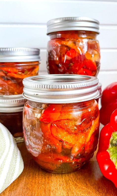 Canned Roasted Red Peppers In Wine Recipe & Tutorial - An Oregon Cottage Canned Chili Peppers, Canned Roasted Red Peppers, Pickled Cayenne Peppers Recipe, Oregon Cottage, Red Pepper Recipes, Pepper Relish, Home Canning Recipes, Wine Recipe, Recipe Tutorial