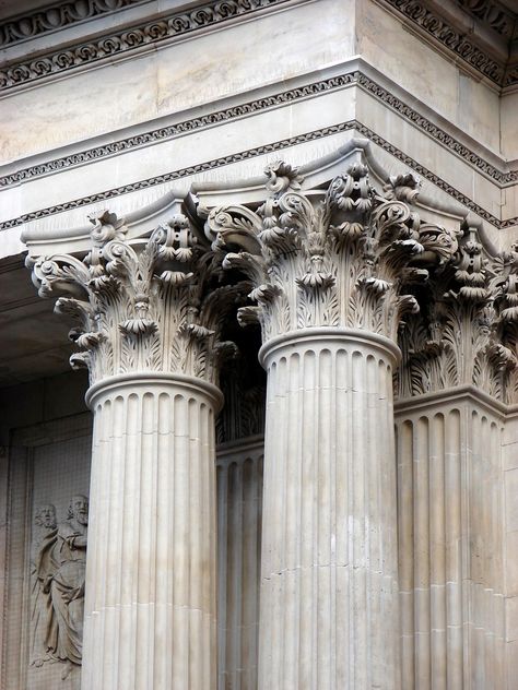 St Paul's Corinthian columns St Pauls Cathedral London, St. Paul’s Cathedral, Corinthian Column, St Pauls Cathedral, Baroque Architecture, Classical Architecture, Ancient Architecture, Ancient Greece, Art And Architecture