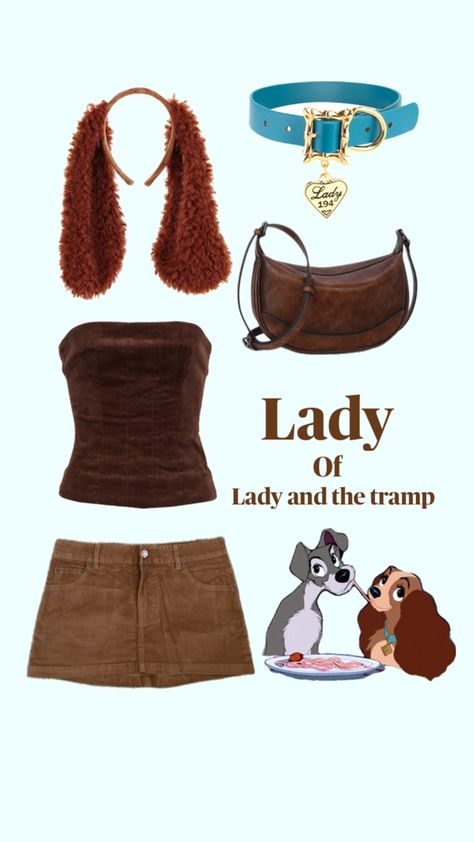 Lady And Tramp Halloween Costume, Dora Diego Costume, Lady From Lady And The Tramp Costume, Brunette Disney Characters Costumes, Tramp Lady And The Tramp, Lady And The Tramp Halloween Costume, Recognizable Halloween Costumes, Lady From Lady And The Tramp, Costume With Overalls